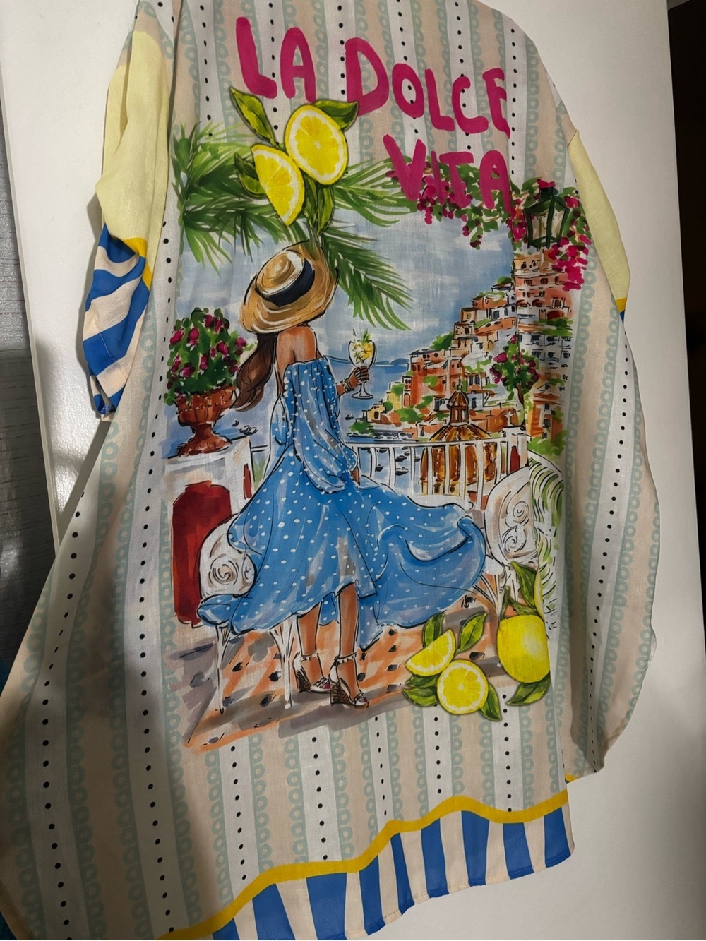 Made in Italy Tropical Print Short-Sleeve Shirt in Yellow & Blue